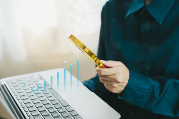 Poster - Business Analytics Concept with Smartphone and Laptop in Office