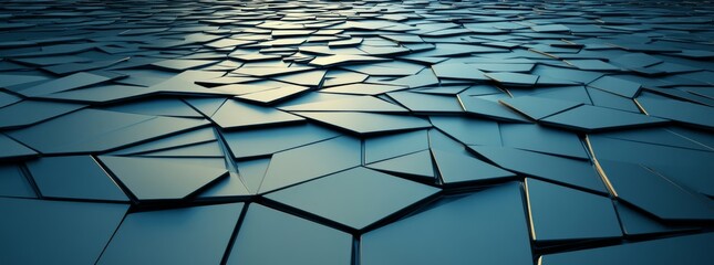 Poster - Black crystal background with an abstract 3D texture and faceted design, viewed as a macro panorama and styled as a wide panoramic polygonal wallpaper (Developed by AI)