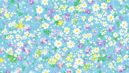 Poster - Wild herbs and flowers in a continuous floral pattern. Abstract and elegant, this modern design is a fashionable template for creative projects