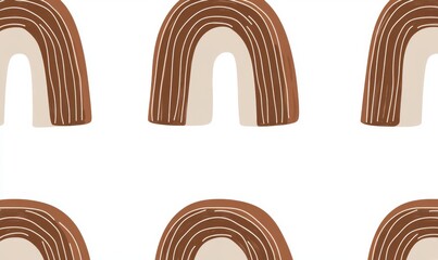 Poster - Art deco design modern illustration of a seamless gold circle stripe line pattern, arch shapes, and fence background