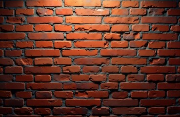 Poster - Aged red brick wall with varied shades. Detailed texture. Wide panorama. Sturdy construction. Suitable for interior or exterior design projects. Background image for various creative applications.