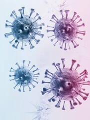 Fototapete - Progression of virus forms illustrated from simple to complex structures in scientific visualization. Generative AI