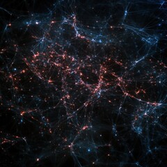 Aufkleber - Glowing lines and dots form a dynamic global network symbolizing connectivity and information exchange across regions. Generative AI