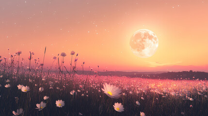 Wall Mural - nature moonrise background