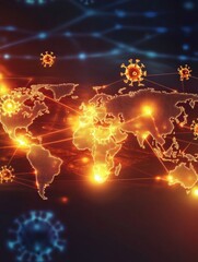 Leinwandbilder - World map depicting highlighted viral spread zones across various continents and regions. Generative AI
