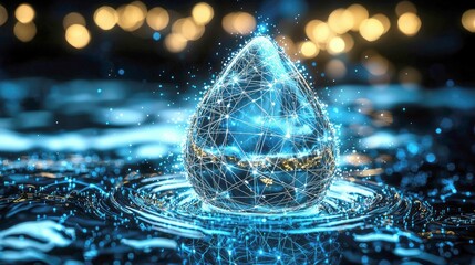 Poster - Digital Water Drop: Networked Nature, Abstract Art