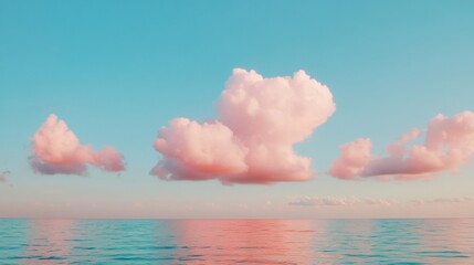 Wall Mural - soft pastel colors illuminate the sky as the calm ocean mirrors the peaceful sunset, creating a tran