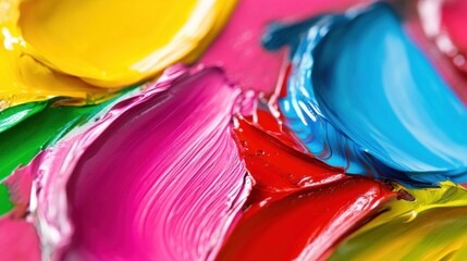 Poster - Colorful strokes of paint blend together, showcasing a vibrant abstract design filled with energy and creativity