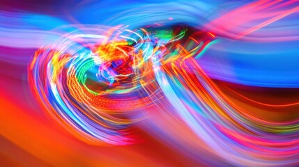 Poster - Colorful neon trails swirl and blend together, showcasing dynamic movement and energy in a vibrant nighttime setting