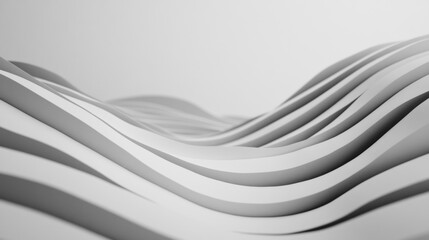 Poster - Curves and waves in a minimalistic landscape create a calm and serene atmosphere, emphasizing simplicity and soft contours in white