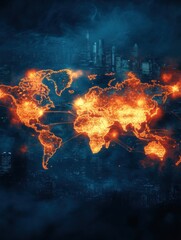 Aufkleber - World map illustrating viral spread across various regions with highlighted zones indicating outbreak areas. Generative AI