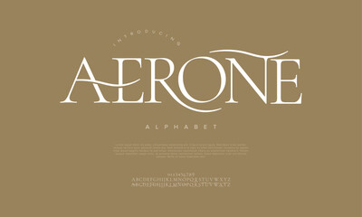 Poster - Aerone typography beauty fashion elegant minimalist serif italic fonts decorative wedding vintage retro logos. Minimal luxury font alphabet logo. Vector illustration