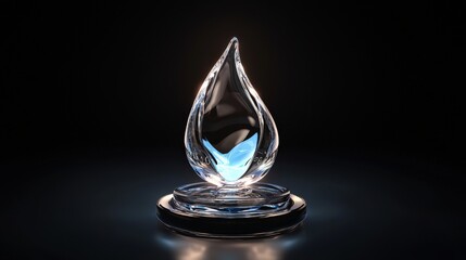 Poster - A crystal droplet sits elegantly on a dark surface, reflecting light, symbolizing purity and elegance.