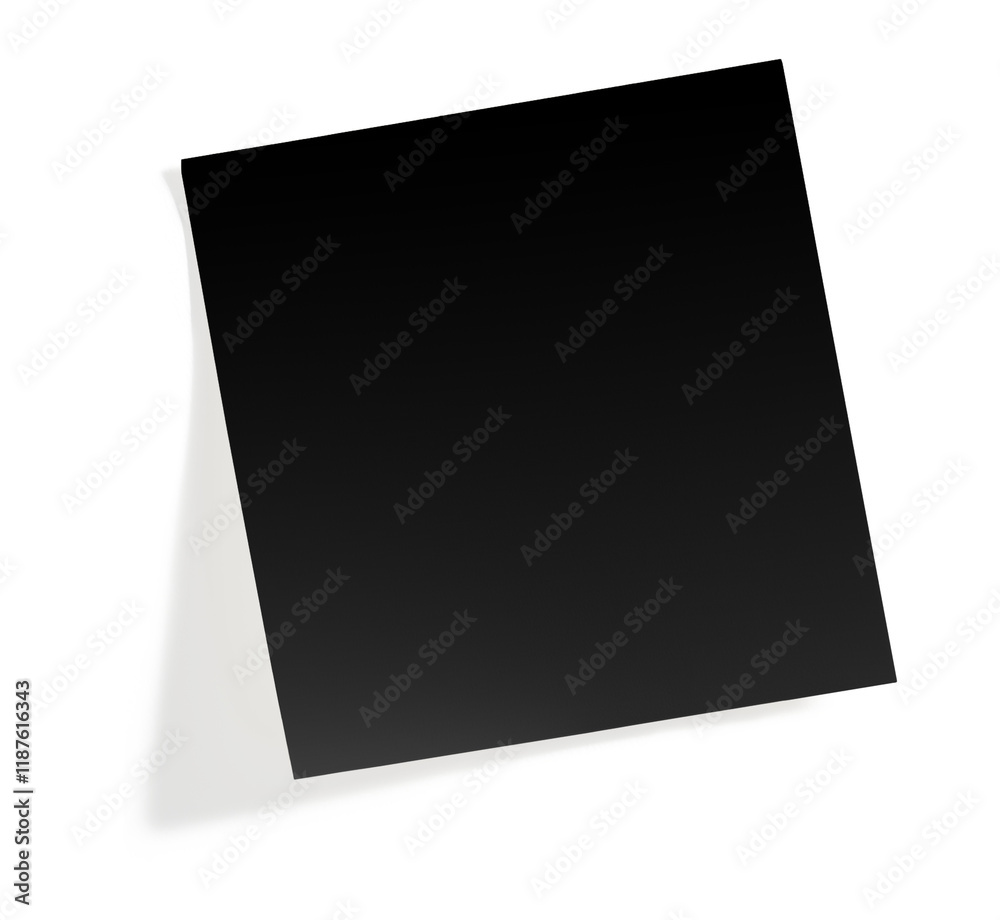 Black post it note with shadow on transparent background (png image ...