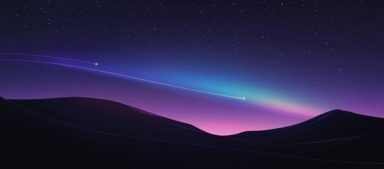 Wall Mural - Stunning night sky with shooting stars over silhouetted mountains