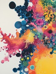 Poster - Virus transformation and mutation displayed through vibrant colors and intricate patterns in abstract art. Generative AI