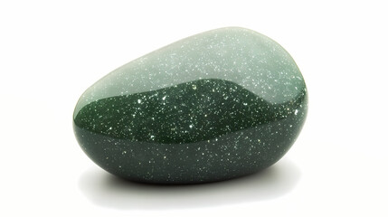 Wall Mural - Polished aventurine stone, bright green with sparkles, white background. Sunstone. Illustration