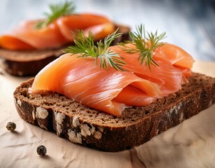 Wall Mural - Artisan Smoked Salmon on a Nordic Rye Bread Canvas