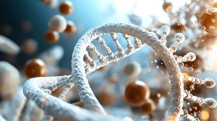 Poster - A vibrant representation of DNA strands intertwined with abstract molecular structures, showcasing the complexity of genetic material.