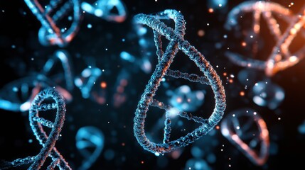 Poster - Dna molecule structure with double helix representation in scientific laboratory background