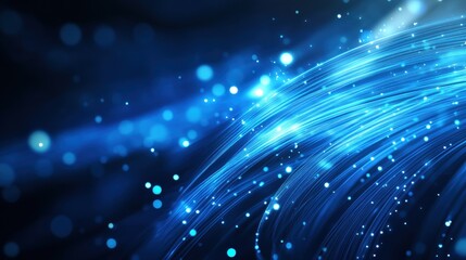 Poster - a captivating blue abstract background featuring flowing lines and glowing particles, perfect for te