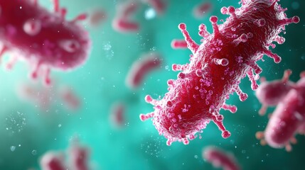 Poster - a close-up view of colorful bacteria, showcasing intricate details and textures against a vibrant ba