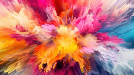 Wall Mural - a burst of vibrant abstract colors swirling in a cosmic dance, No specific objects, white space in the center of the page for text