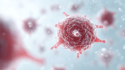 Poster - Red blood cell with white blood cell in the center under microscope view for medical research
