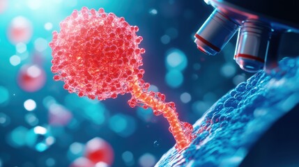 Poster - A vibrant illustration depicting a virus or pathogen approaching a cell, highlighting the intricate interactions in cellular biology.