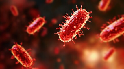 Poster - Red virus illustration on a black background depicting infectious disease and microbiology concepts