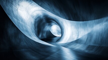 Poster - Abstract dark blue tunnel with light at the end.