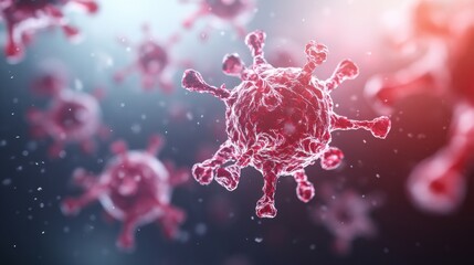 Poster - Multiple images of the coronavirus with various visual representations and artistic interpretations in close-up