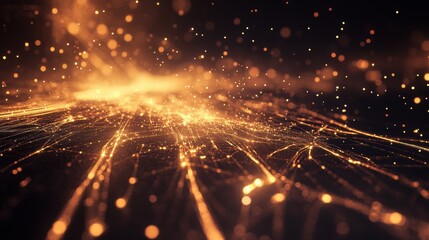 Leinwandbilder - Glowing lines and dots create a global network representation against a dark background. Generative AI