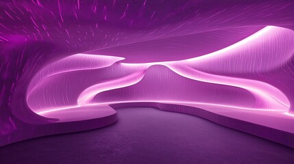 Aufkleber - Abstract purple glowing interior with organic shapes and neon lights.