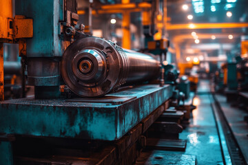 Poster - industrial machinery with digital tags for preventive maintenance in factory setting