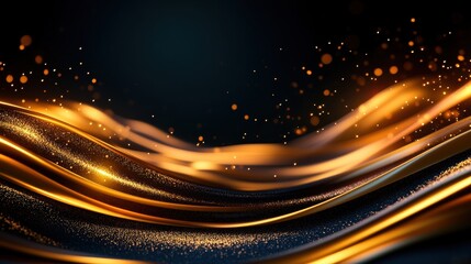 Poster - A shimmering wave of golden light against a dark background, creating an elegant and dynamic visual effect.
