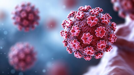 Poster - A digital illustration of virus particles in vibrant colors, representing microscopic life forms and their complex structures in a scientific context.