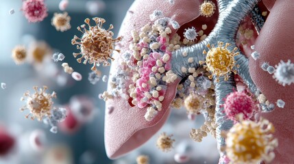Poster - Close up image of a human lung showing detailed anatomy and tissue structure