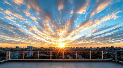 Sticker - stunning sunset view from balcony with vibrant colors and clouds