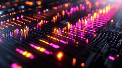 Poster - Abstract digital data network with glowing lines and bright colors