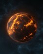 © Feri - Fiery Inferno Planet Burning in the Vast Cosmos A Digital Art of a Volcanic Exoplanet
