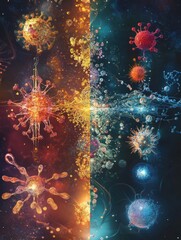 Aufkleber - Progression of viral forms showcasing complexity and diversity in structure and function. Generative AI