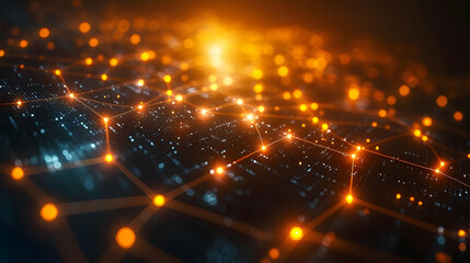 Poster - Abstract Futuristic Cityscape Network with Glowing Connections