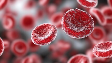 Poster - Close-up view of red blood cells, showcasing their structure and function in the bloodstream, highlighting their importance in oxygen transport.
