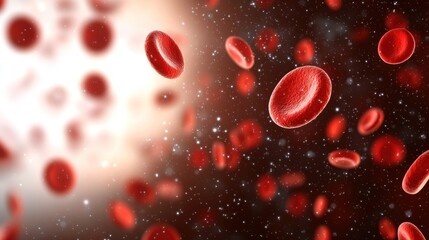 Poster - A vibrant depiction of red blood cells suspended in motion, highlighting their importance in the human circulatory system.