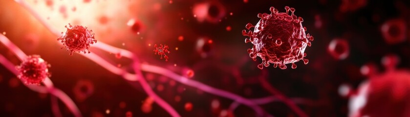 Poster - A vibrant depiction of cells and blood vessels, highlighting the intricate network of life in a microscopic view.