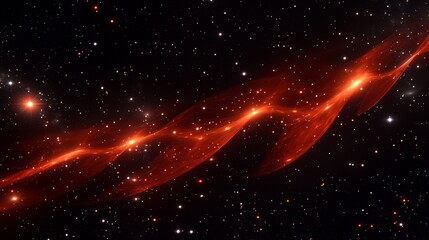 Wall Mural - glowing red cosmic nebula in starry galaxy