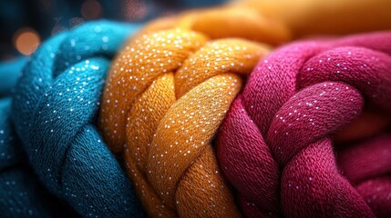 Poster - Colorful Braided Textures with Sparkling Details in a Soft Focus Background
