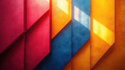 Poster - Colorful Abstract Geometric Pattern with Sunlight Shadows