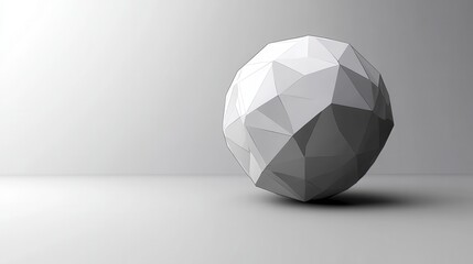 Poster - Abstract Low Poly Sphere 3D Rendering:  Geometric Shapes in Minimalist White Space
